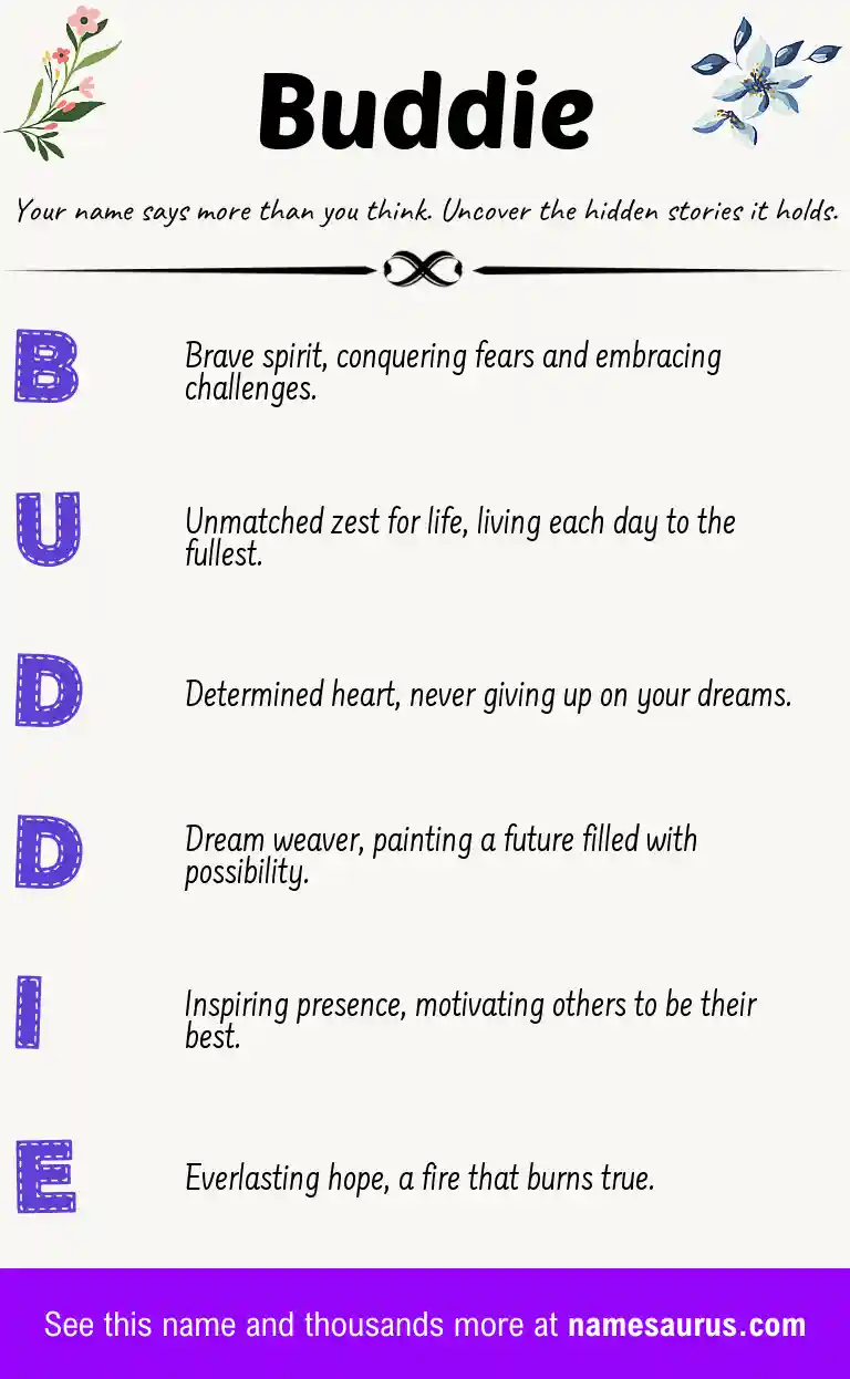 Acrostic poem about Buddie.