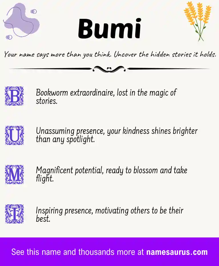 Acrostic poem about Bumi.