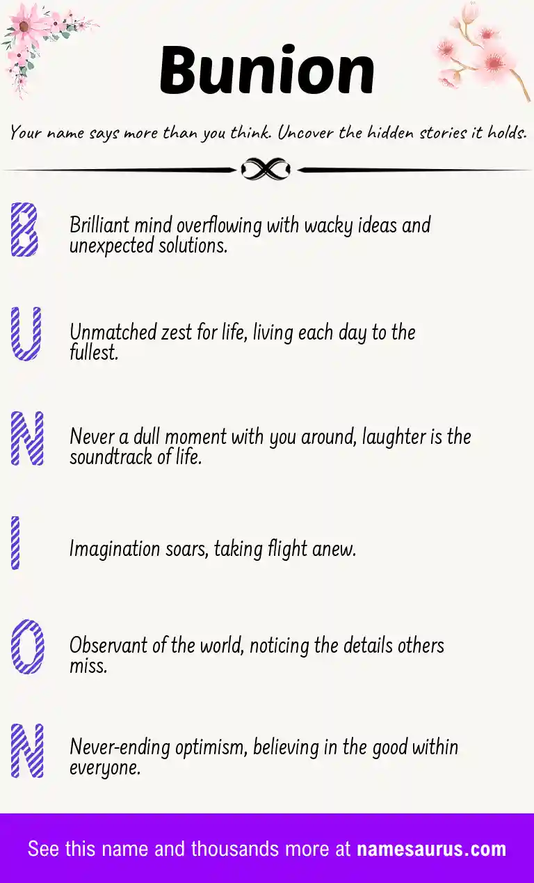Acrostic poem about Bunion.