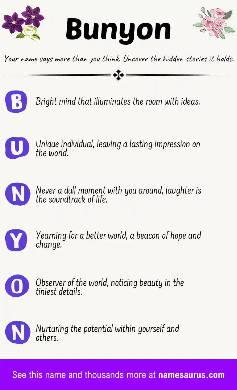 Acrostic poem about Bunyon.