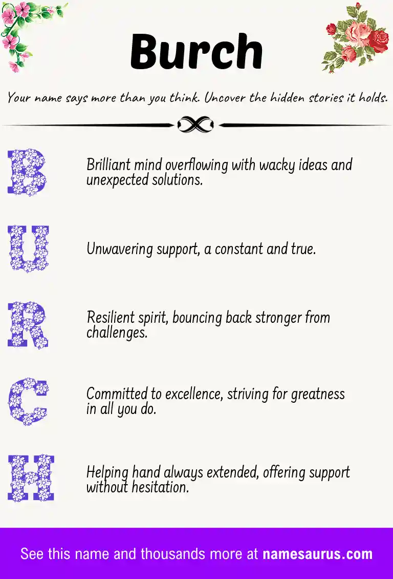 Acrostic poem about Burch.