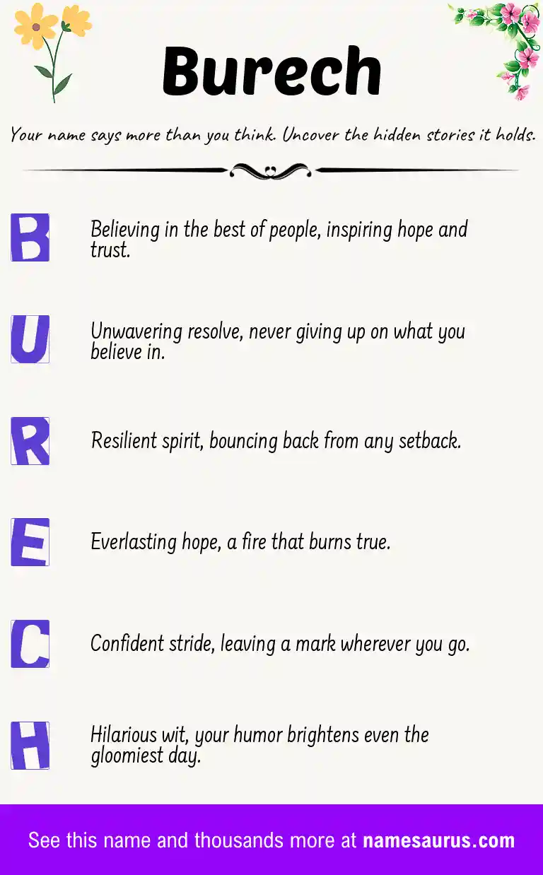 Acrostic poem about Burech.