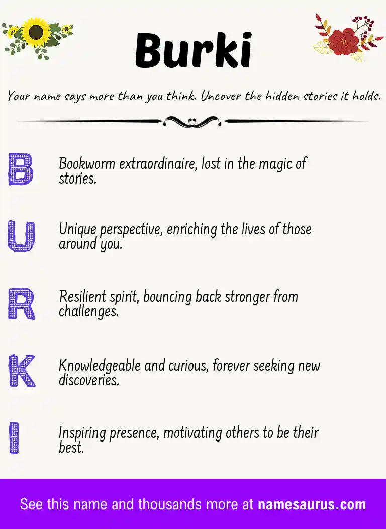 Acrostic poem about Burki.