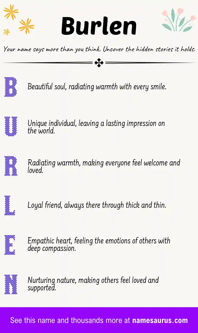 Acrostic poem about Burlen.