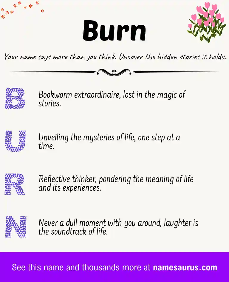 Acrostic poem about Burn.