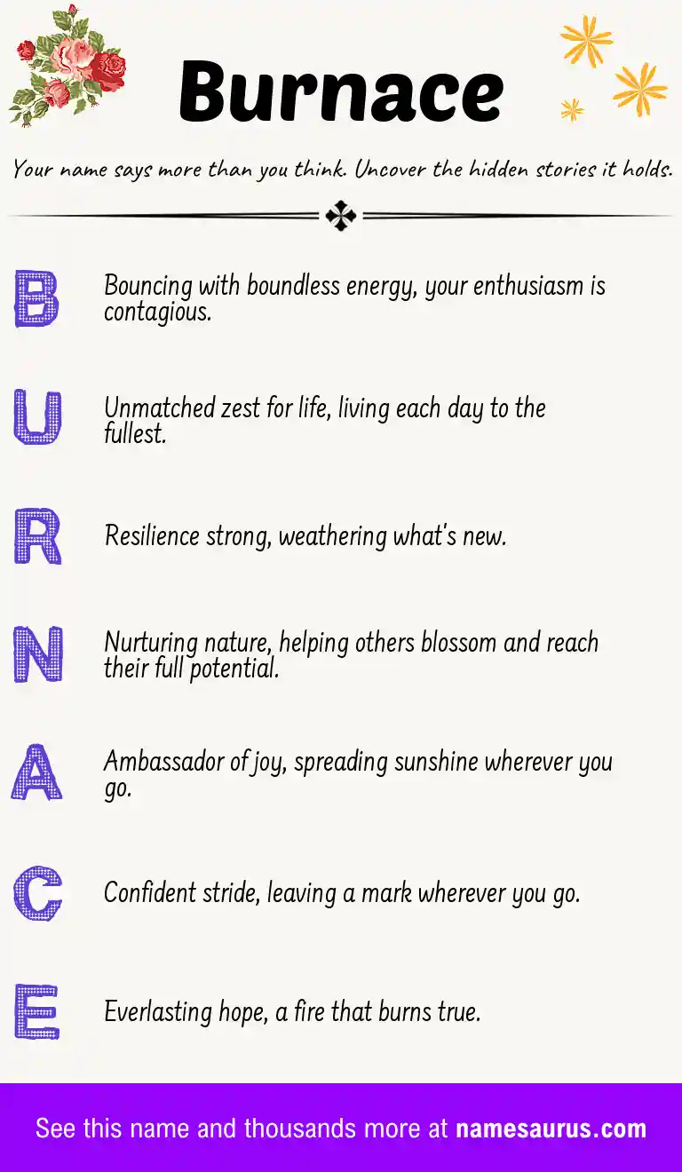 Acrostic poem about Burnace.