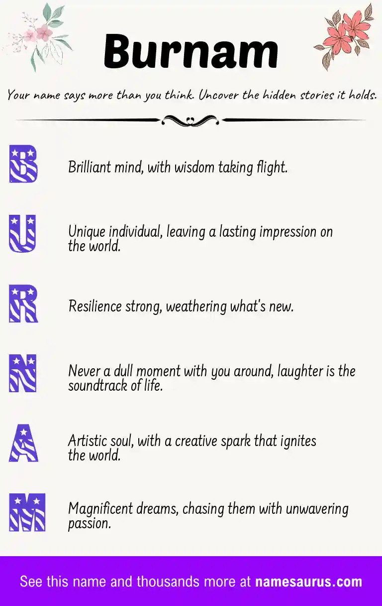 Acrostic poem about Burnam.