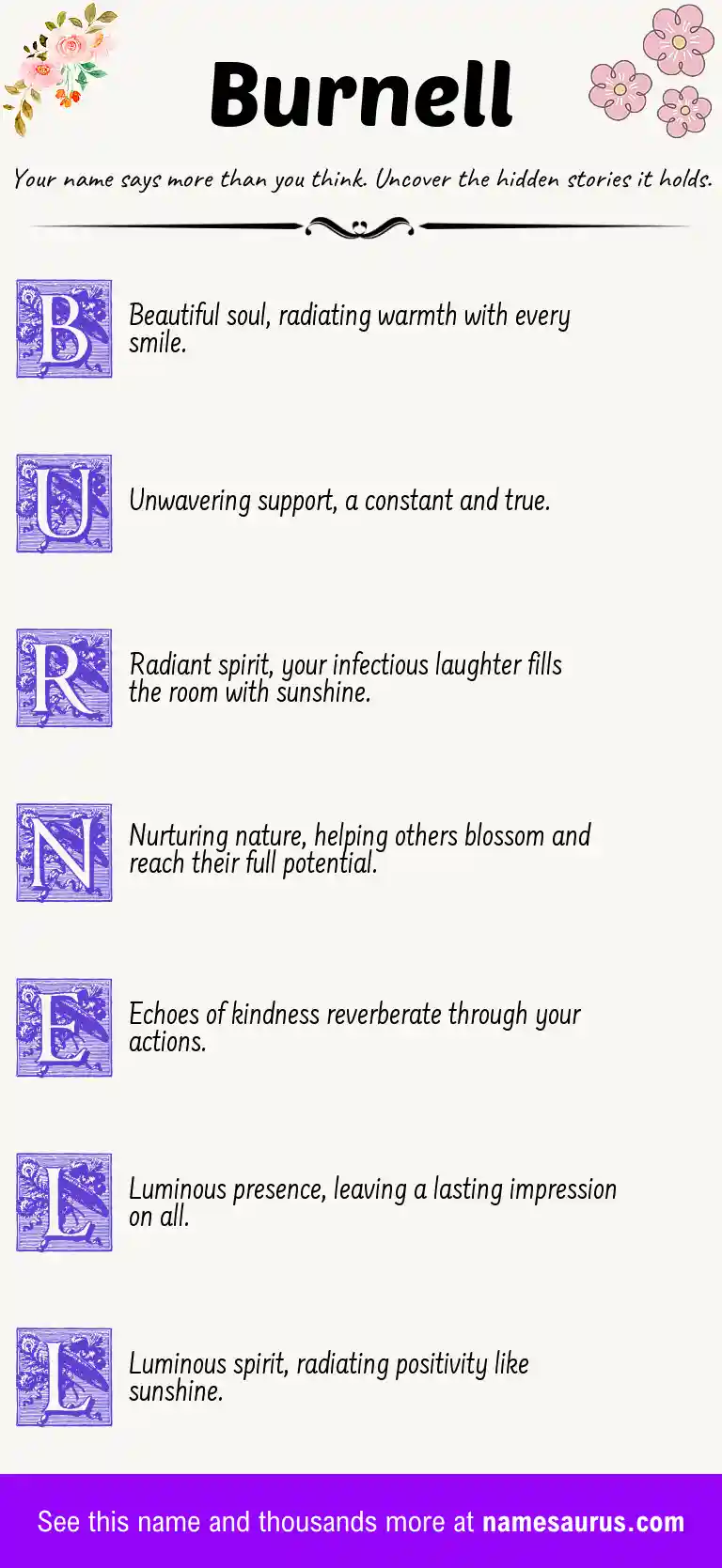 Acrostic poem about Burnell.
