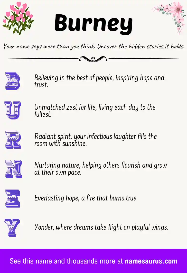 Acrostic poem about Burney.