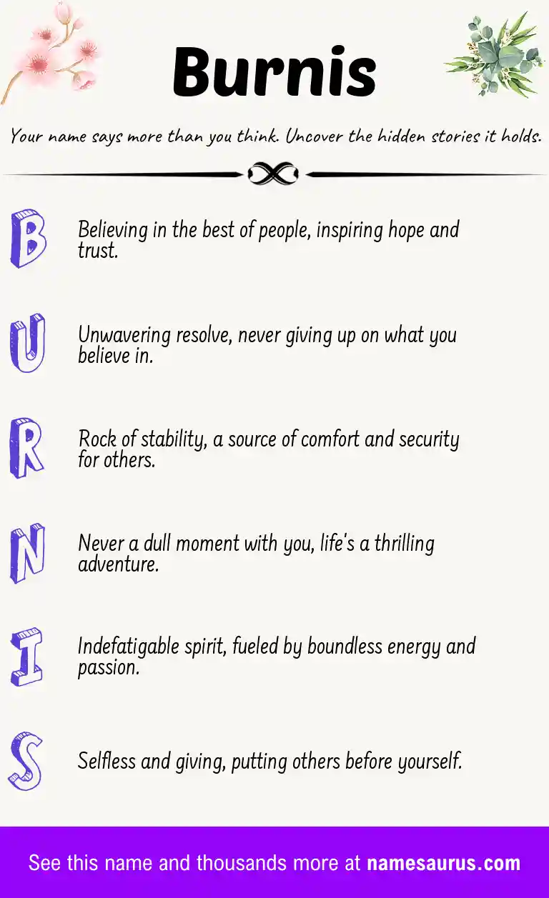 Acrostic poem about Burnis.
