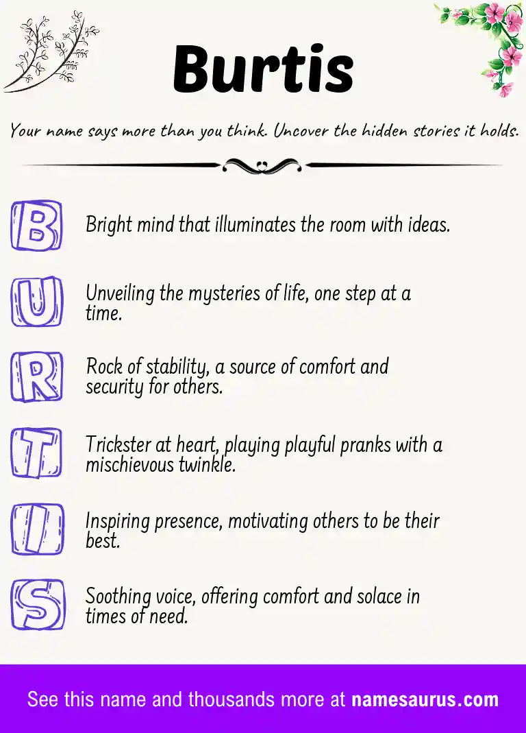 Acrostic poem about Burtis.