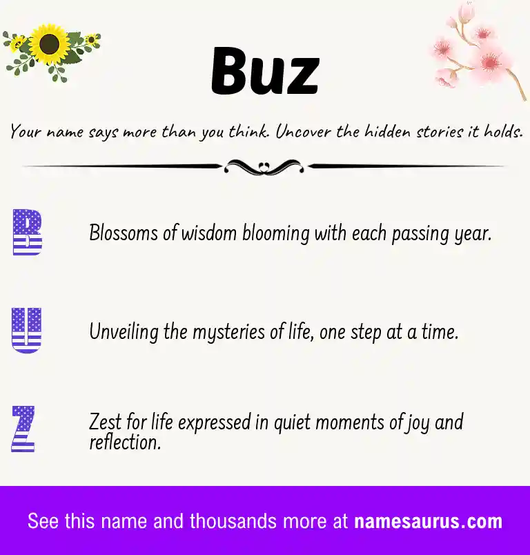 Acrostic poem about Buz.