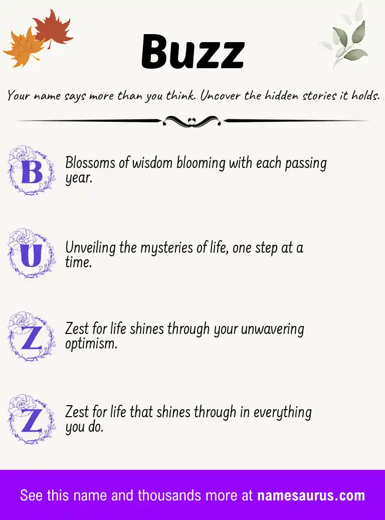 Acrostic poem about Buzz.