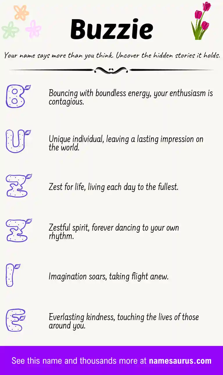 Acrostic poem about Buzzie.
