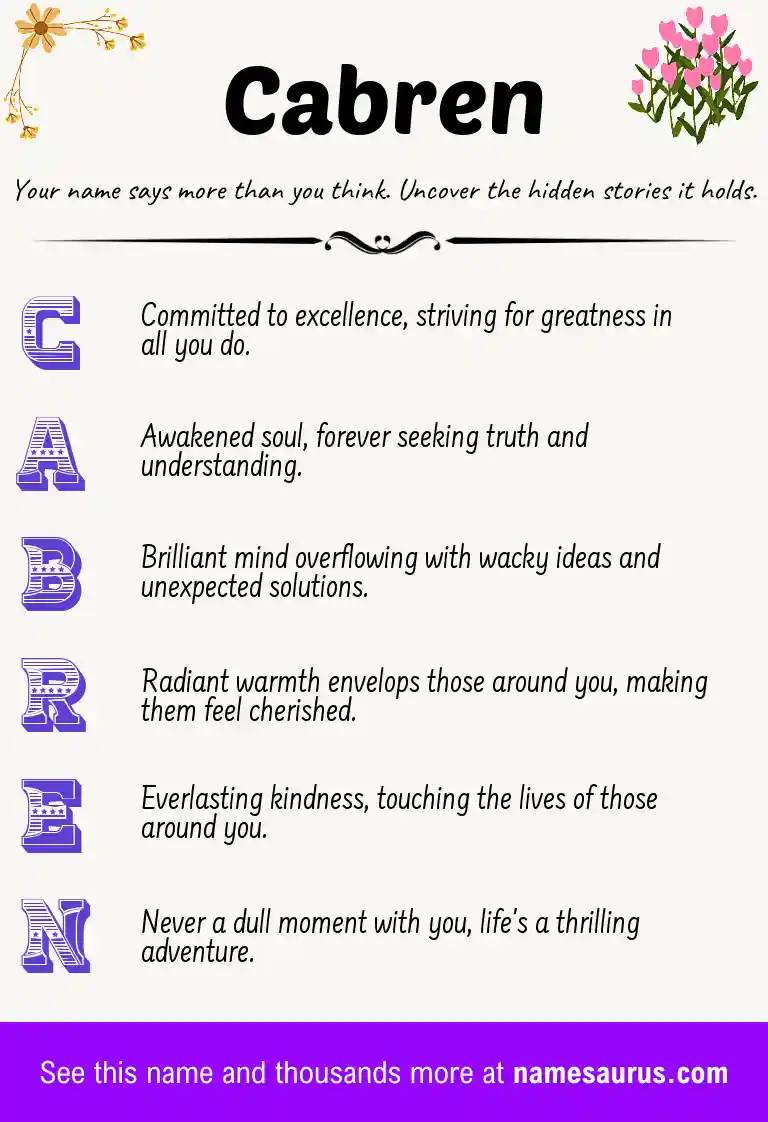 Acrostic poem about Cabren.