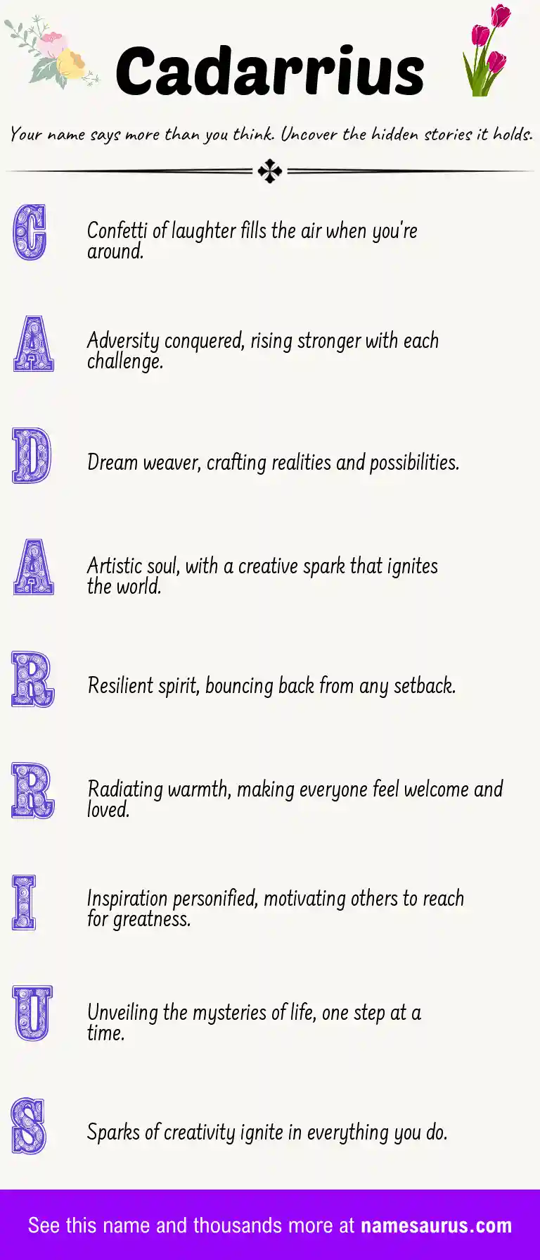 Acrostic poem about Cadarrius.