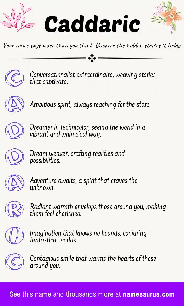 Acrostic poem about Caddaric.