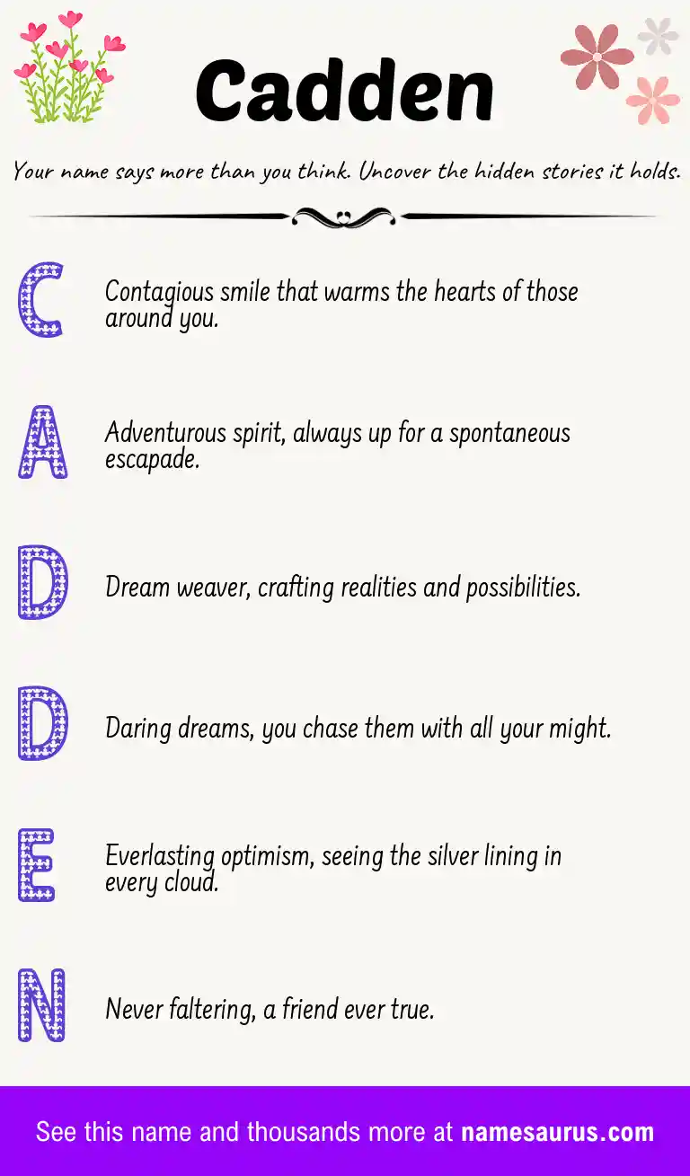 Acrostic poem about Cadden.