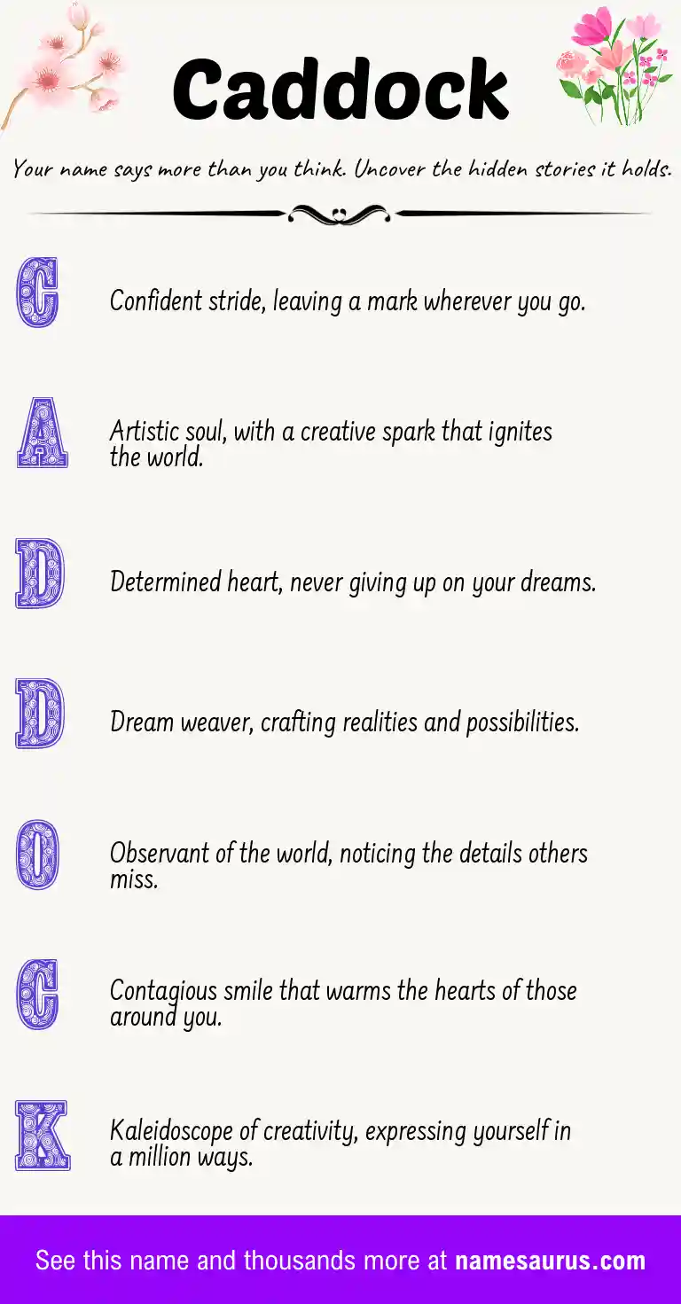 Acrostic poem about Caddock.