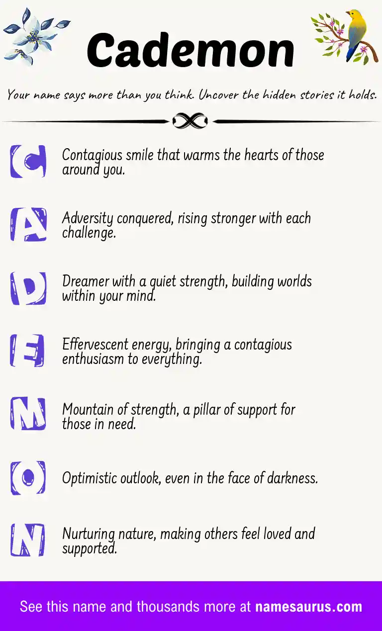 Acrostic poem about Cademon.