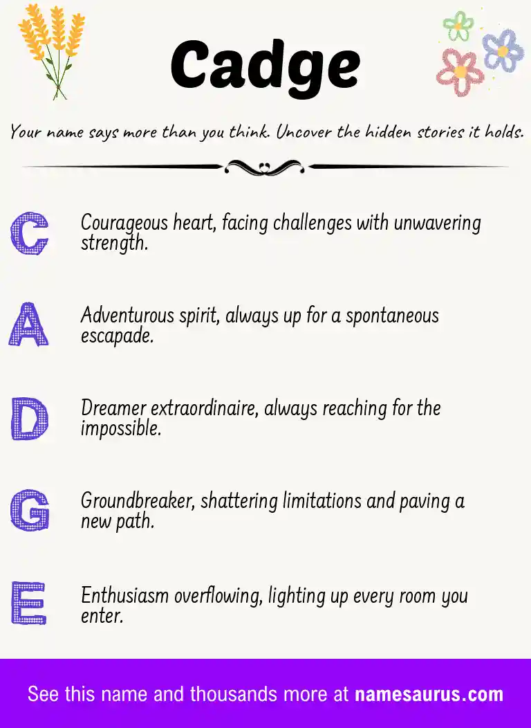 Acrostic poem about Cadge.