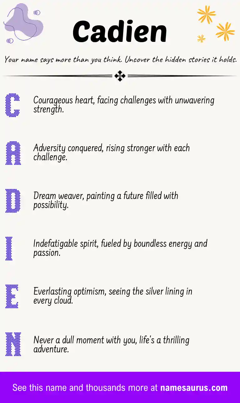 Acrostic poem about Cadien.