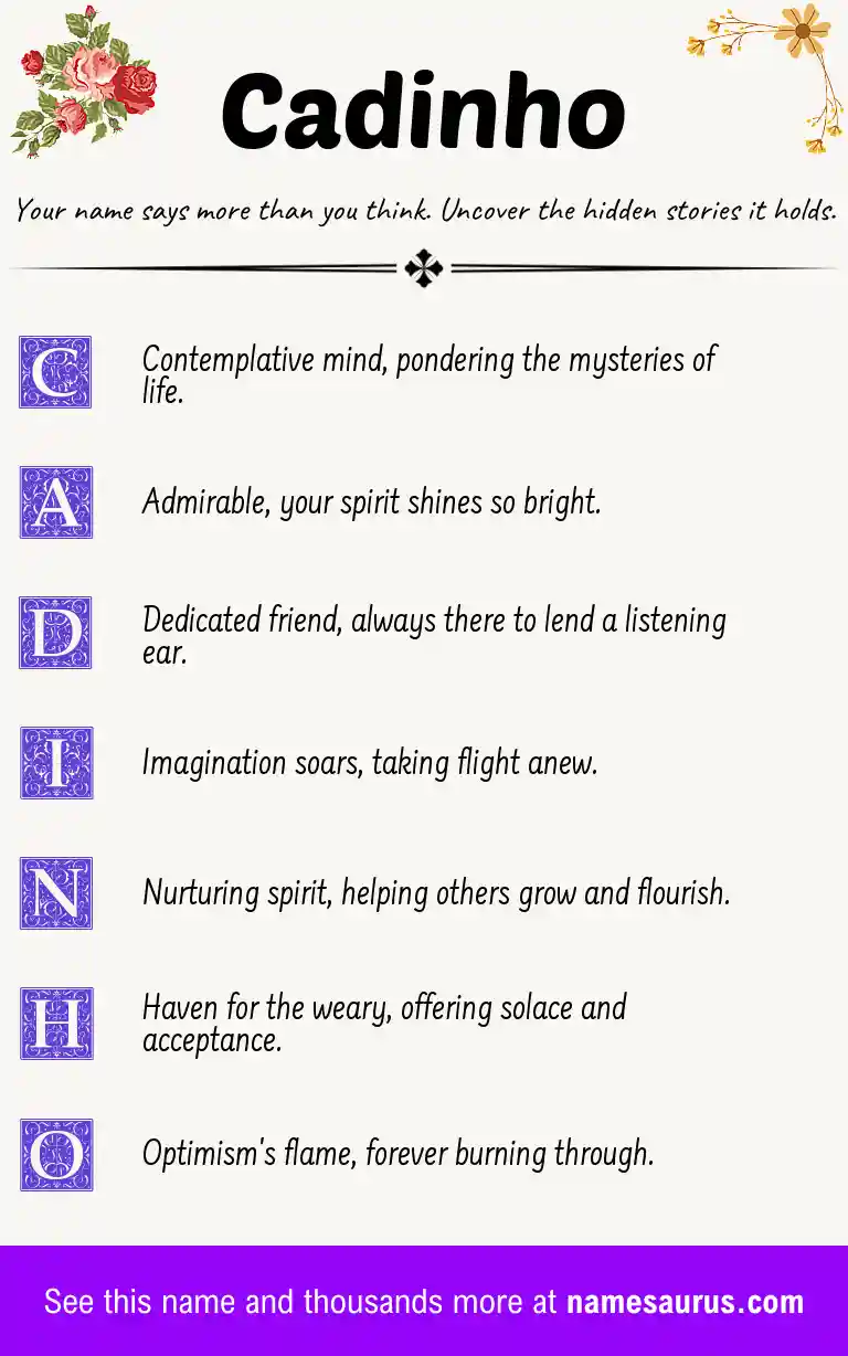 Acrostic poem about Cadinho.