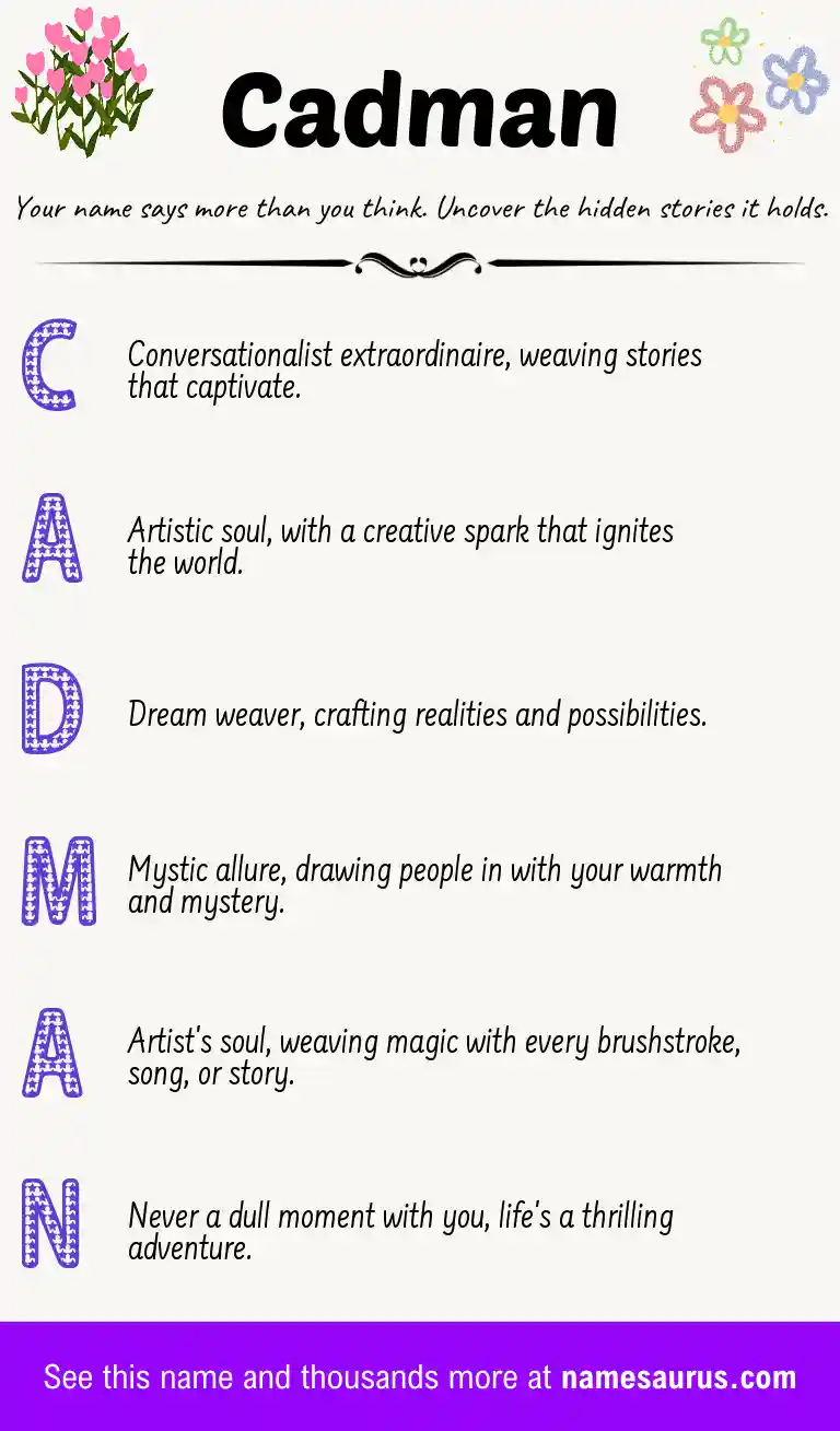Acrostic poem about Cadman.