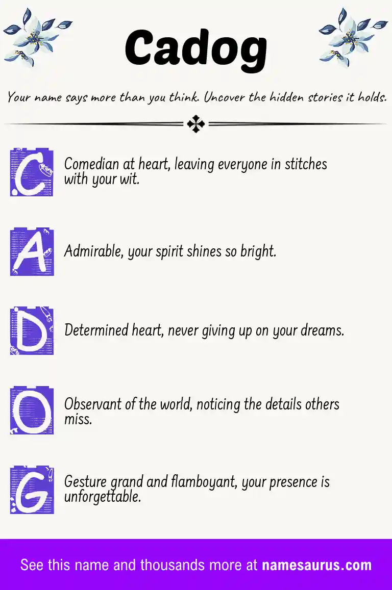 Acrostic poem about Cadog.