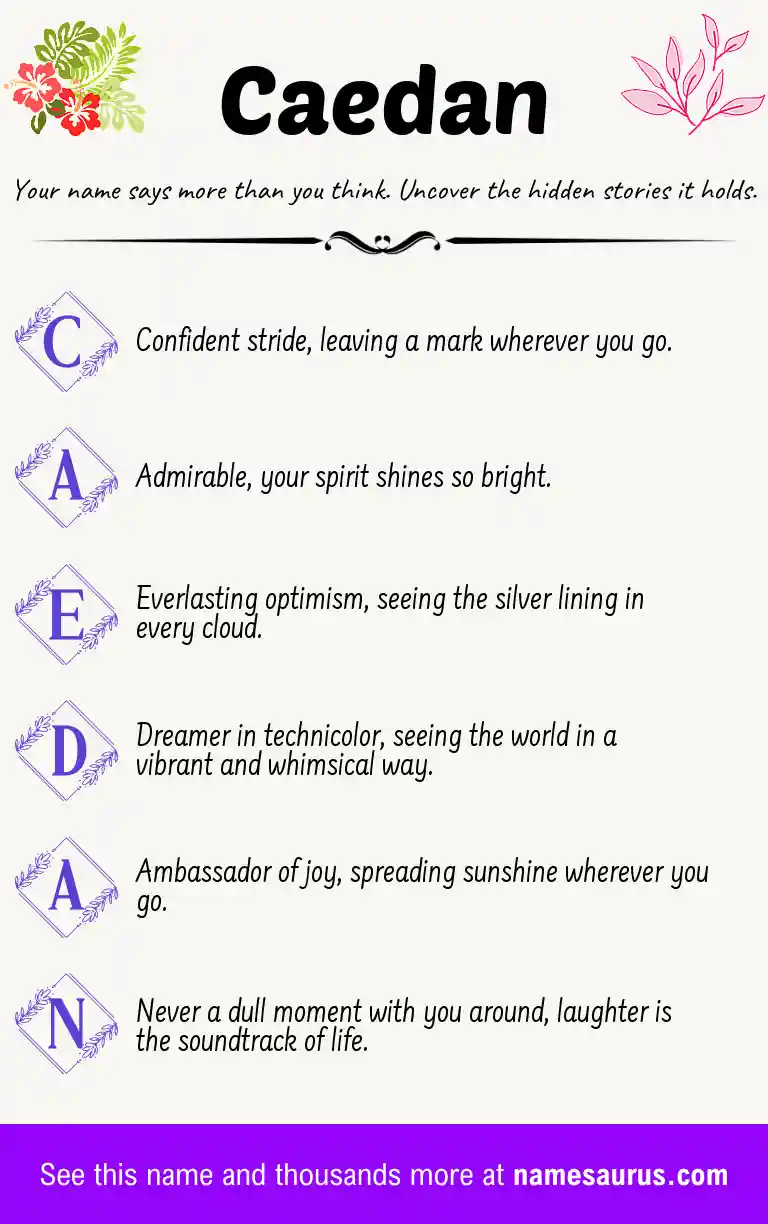 Acrostic poem about Caedan.
