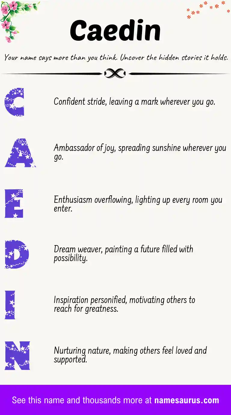 Acrostic poem about Caedin.