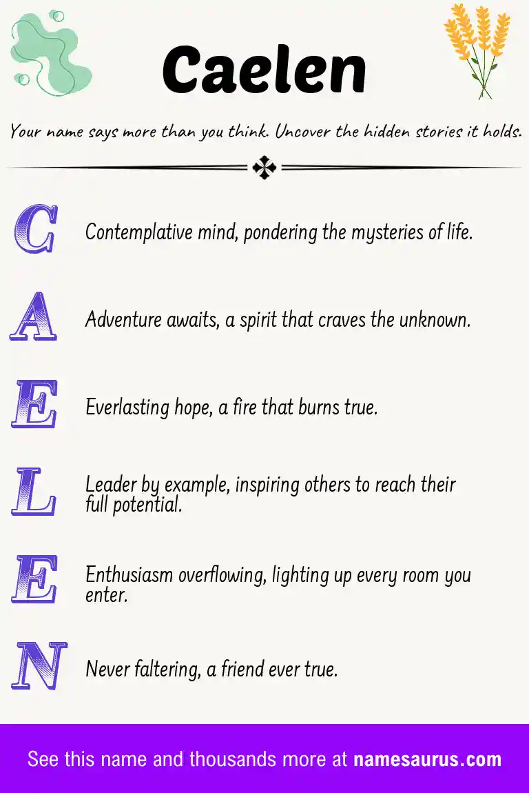 Acrostic poem about Caelen.