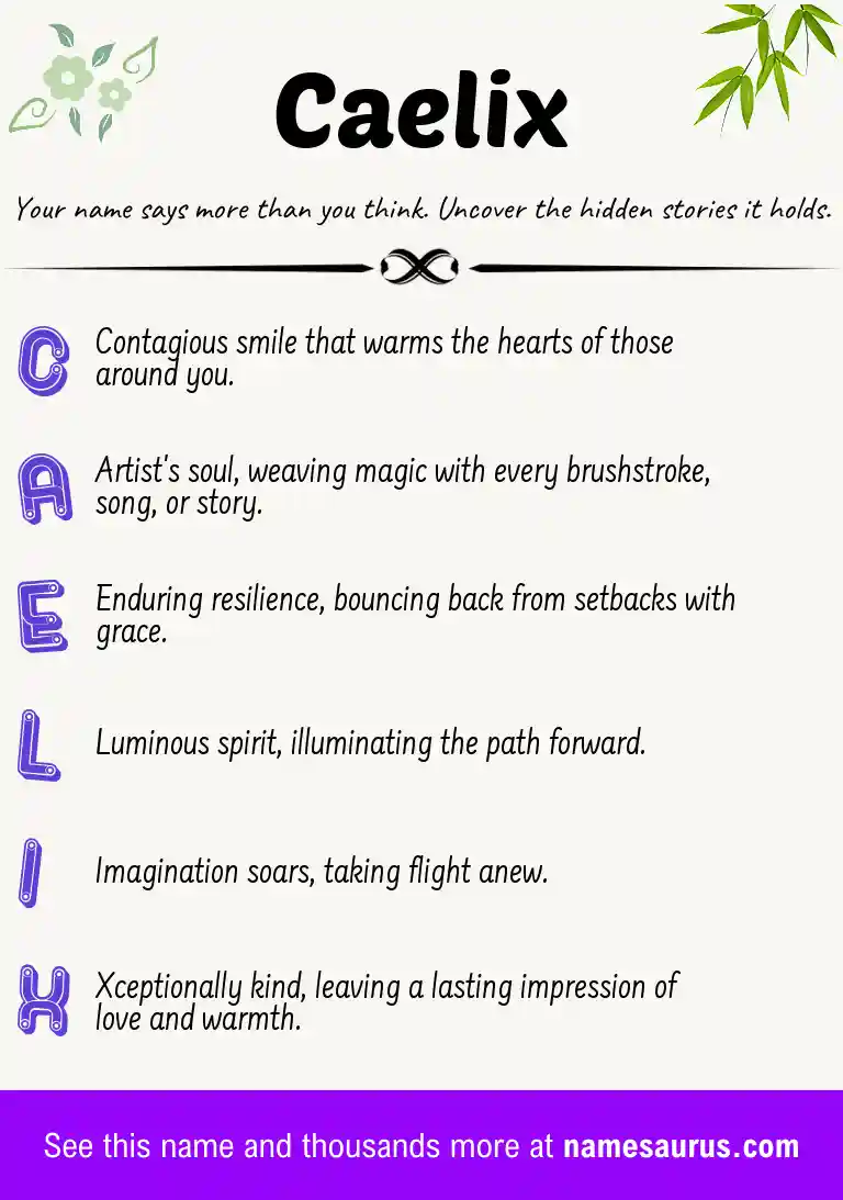 Acrostic poem about Caelix.