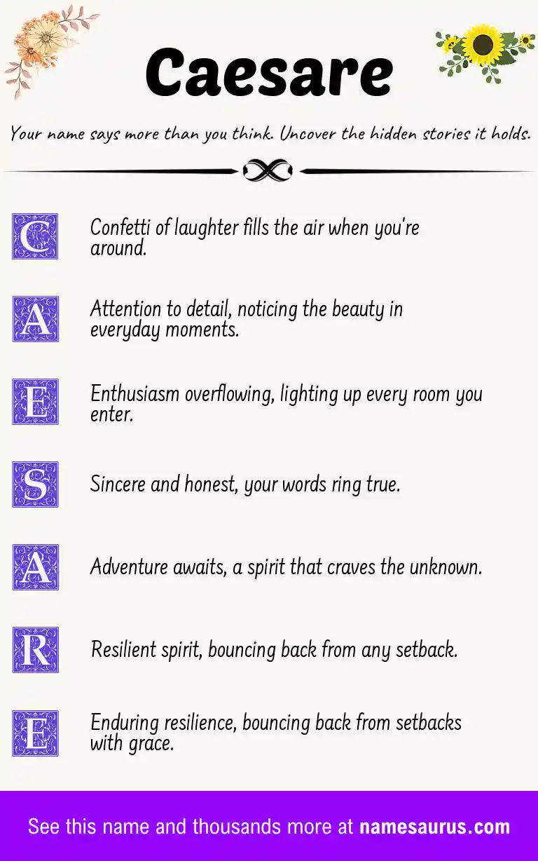 Acrostic poem about Caesare.