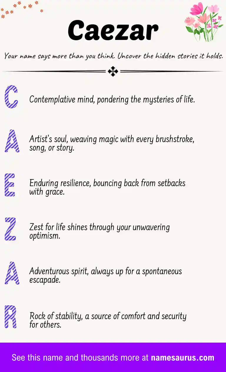 Acrostic poem about Caezar.