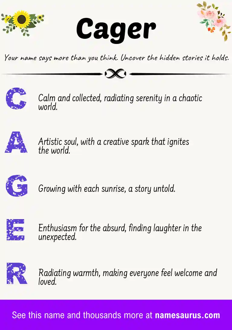 Acrostic poem about Cager.