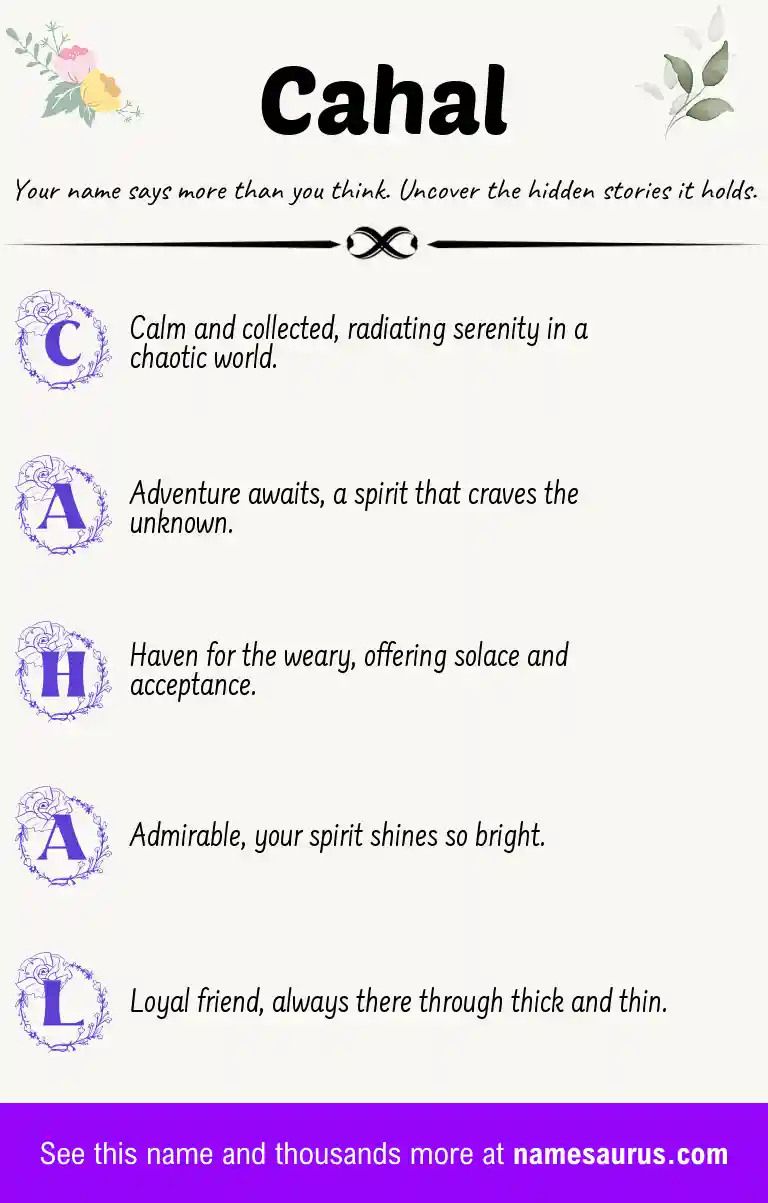 Acrostic poem about Cahal.