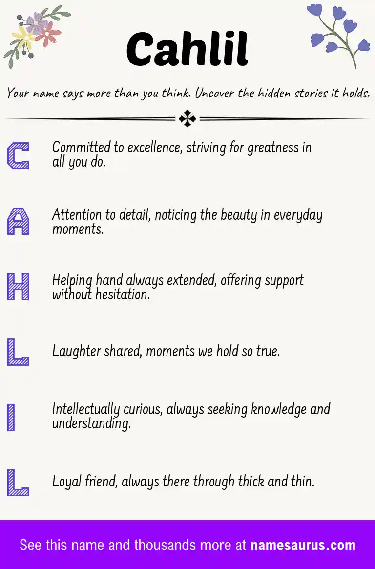 Acrostic poem about Cahlil.