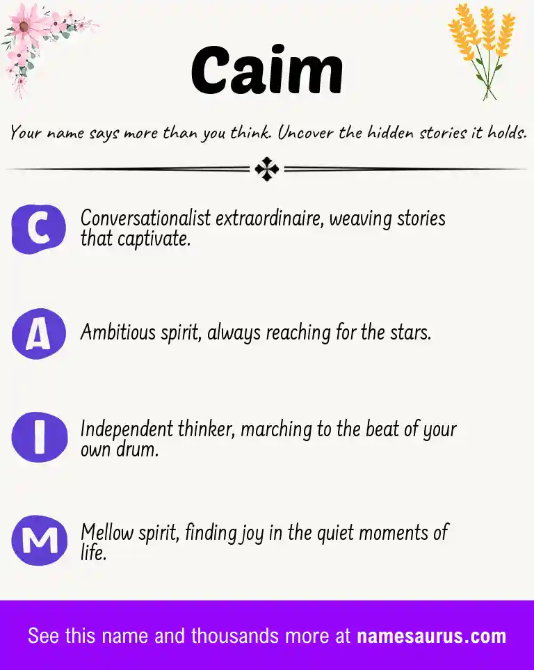 Acrostic poem about Caim.