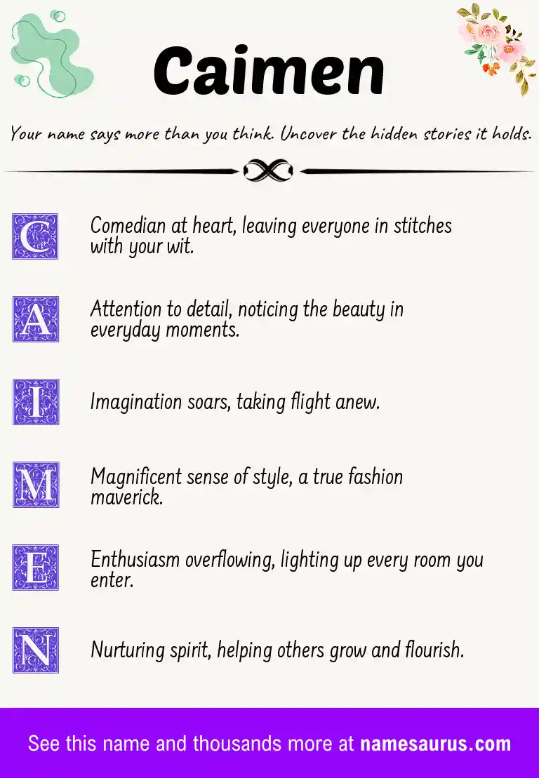 Acrostic poem about Caimen.