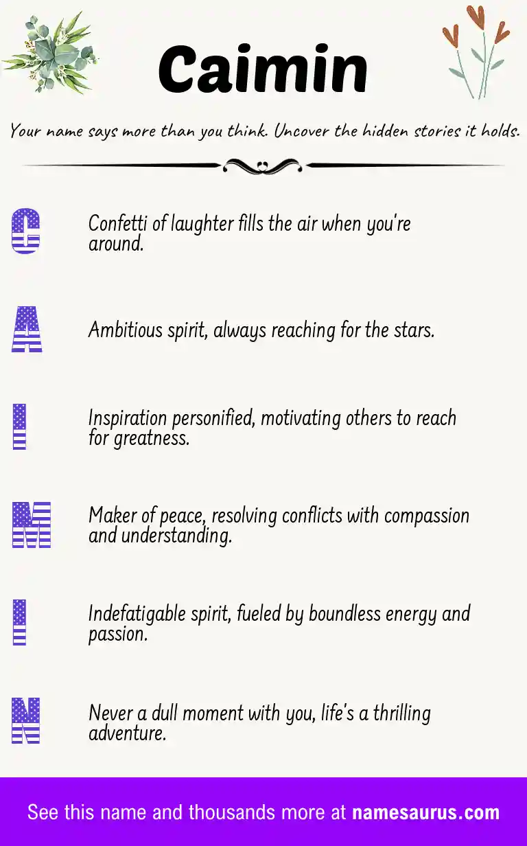 Acrostic poem about Caimin.