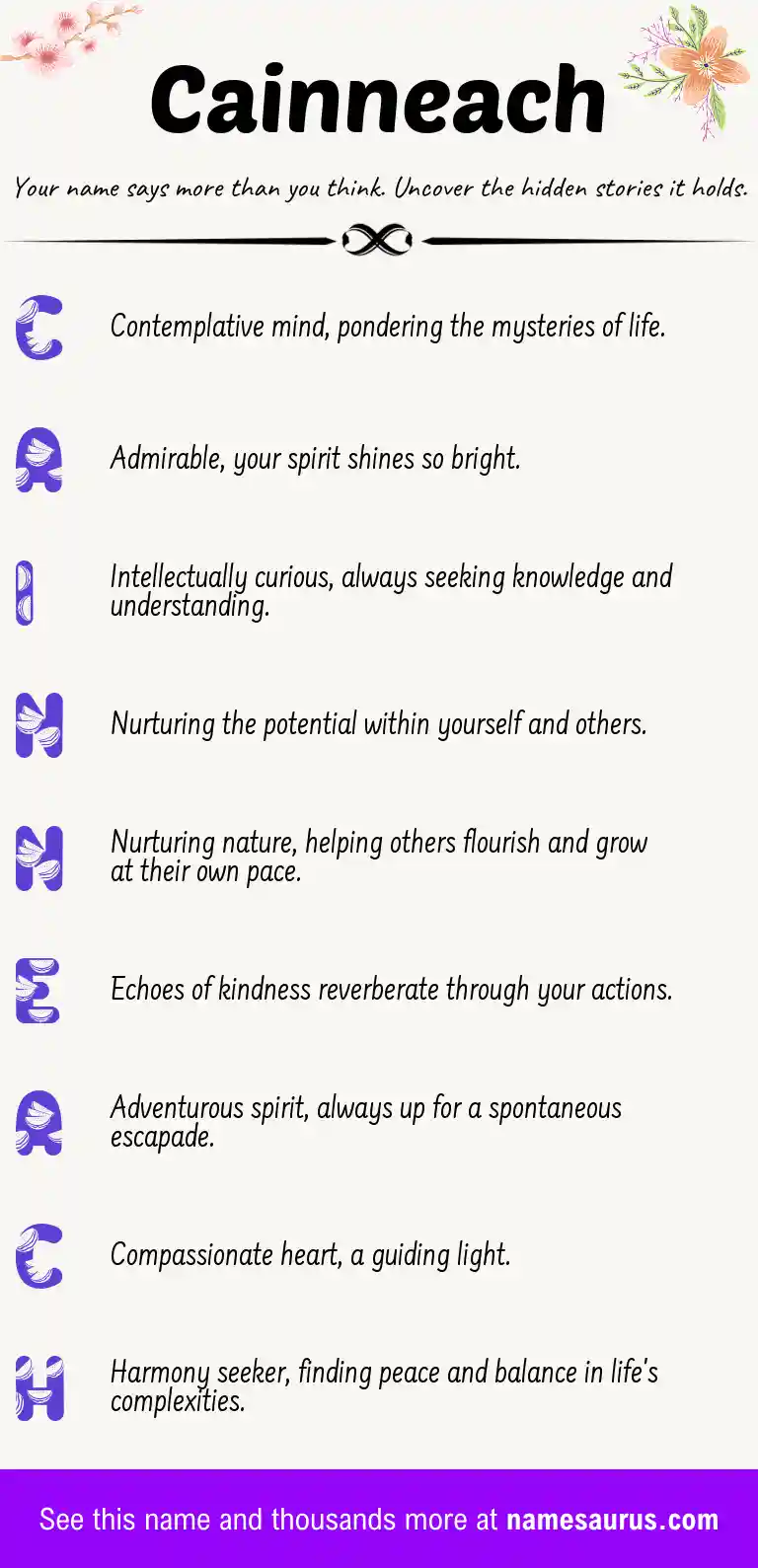 Acrostic poem about Cainneach.