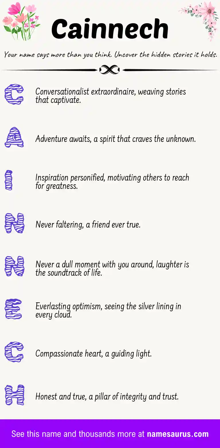Acrostic poem about Cainnech.