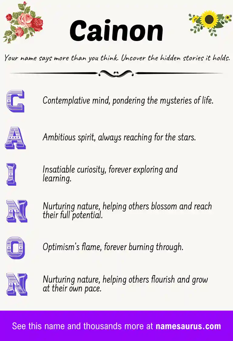 Acrostic poem about Cainon.