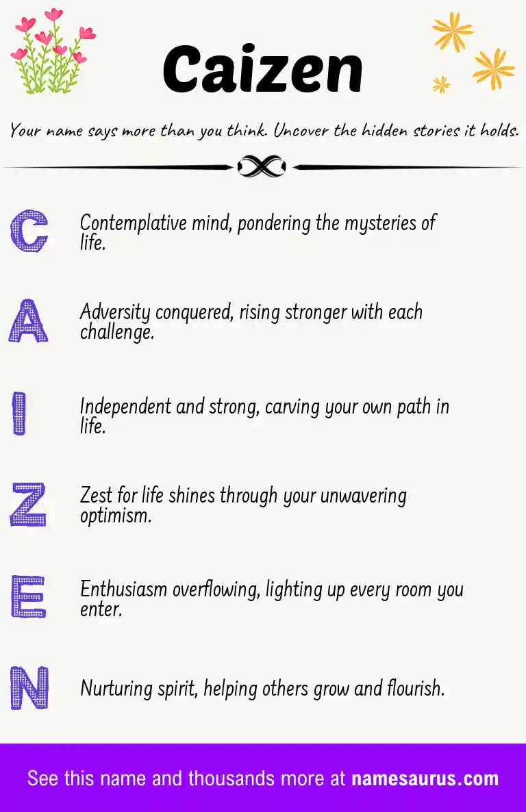 Acrostic poem about Caizen.