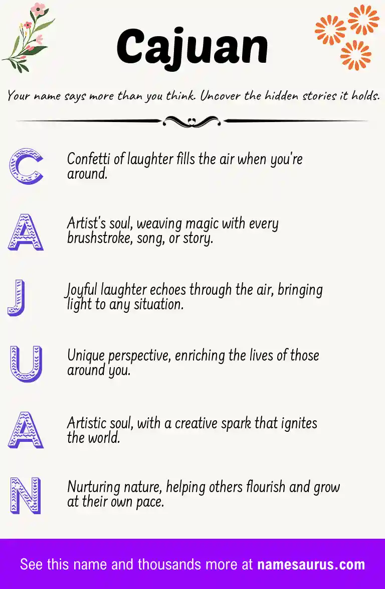 Acrostic poem about Cajuan.