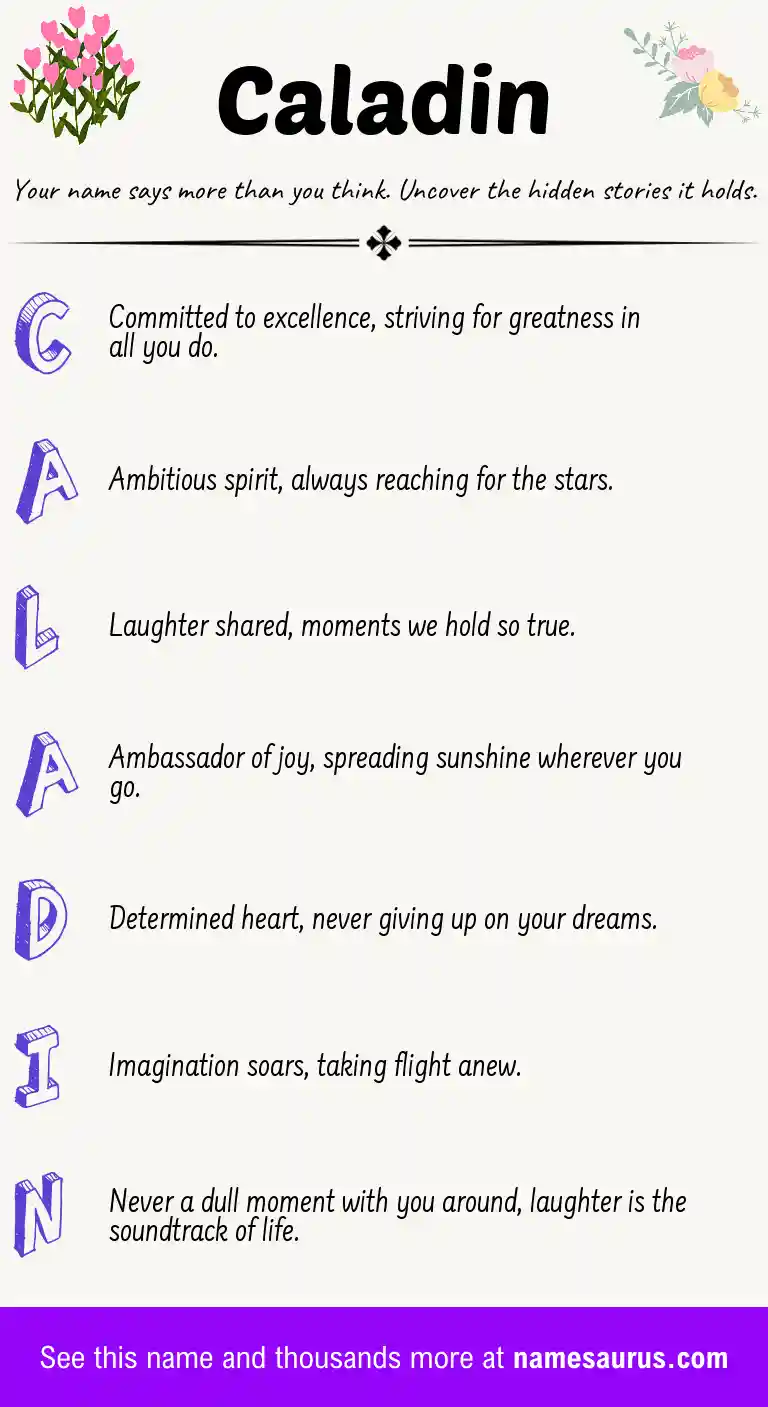 Acrostic poem about Caladin.