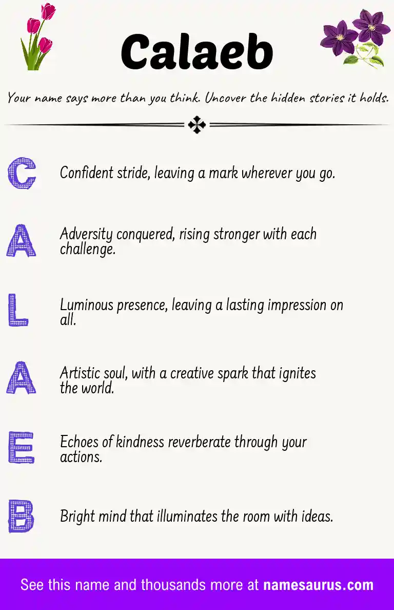 Acrostic poem about Calaeb.