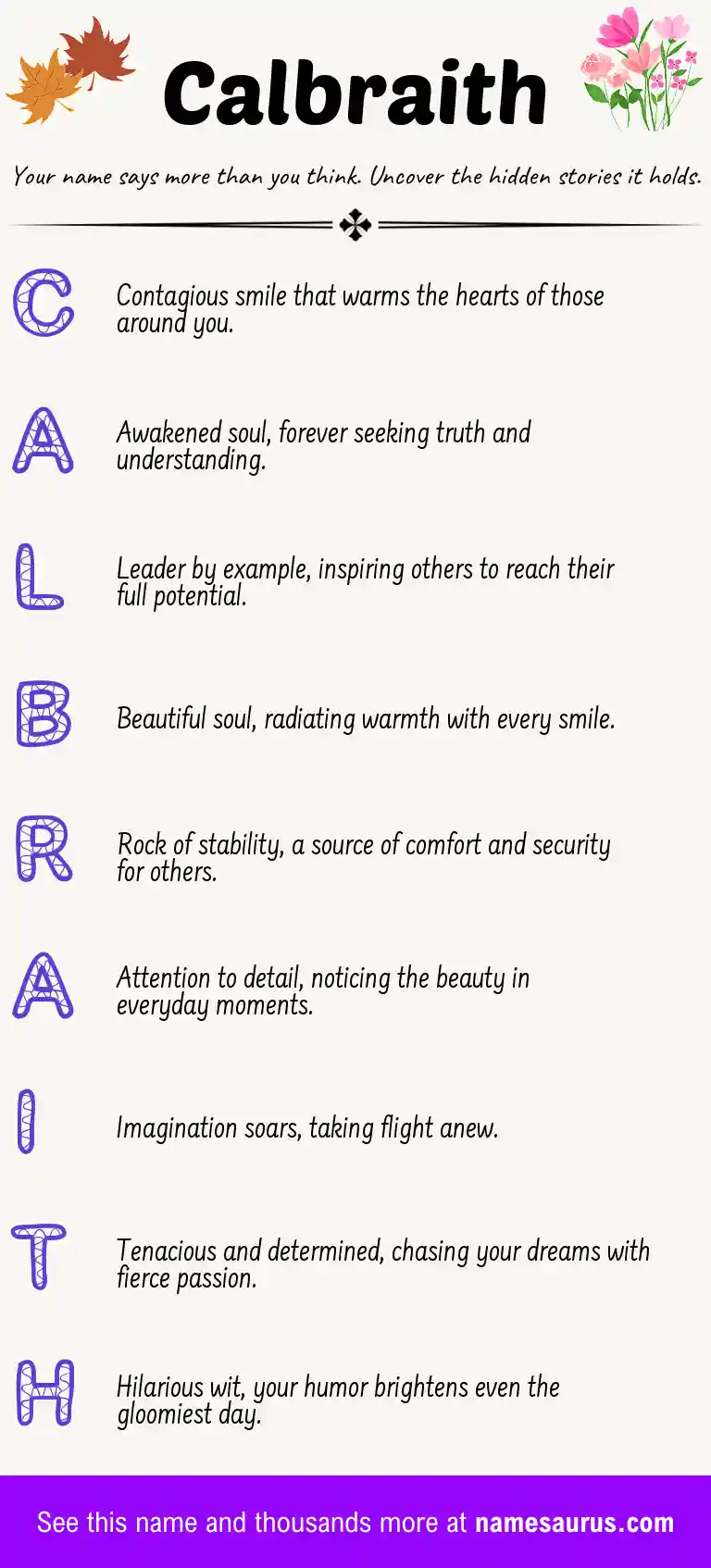 Acrostic poem about Calbraith.