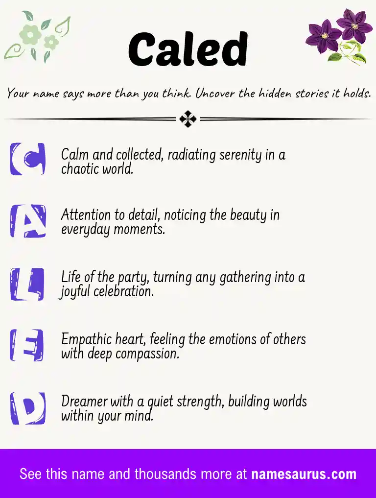 Acrostic poem about Caled.